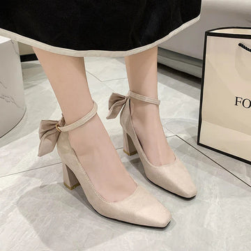 Xajzpa New Spring Autumn Shallow Pointed Toe Single Shoes Women's Fashionable Fresh French Style Women's Fine Heeled Shoes Trendy